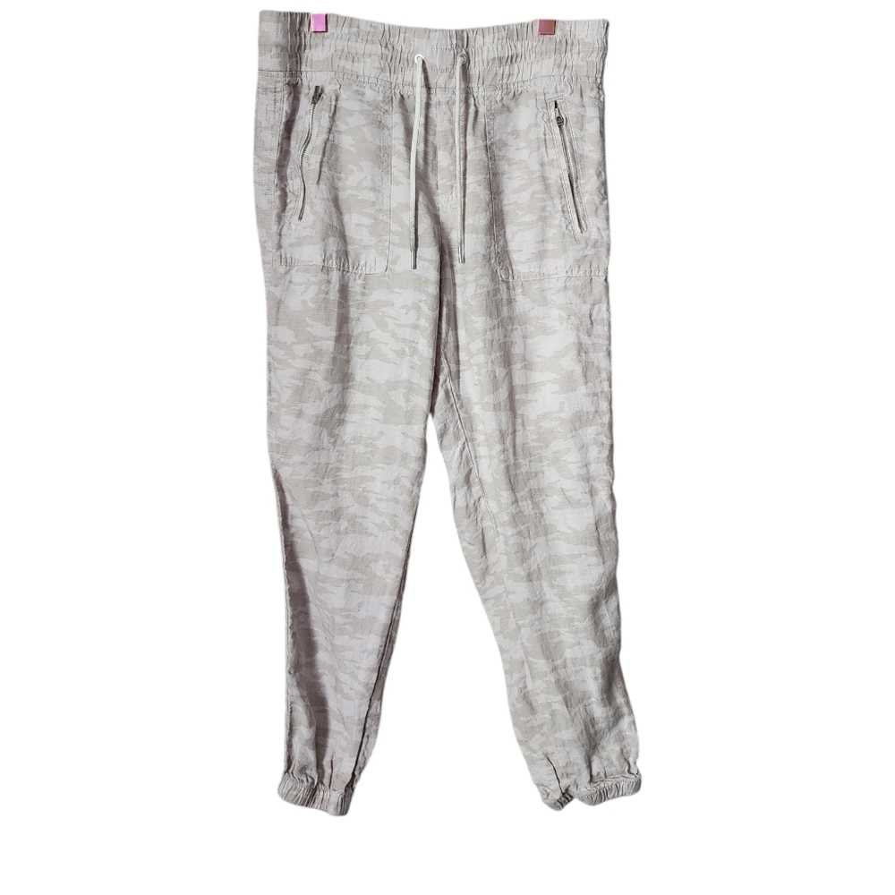 ATHLETA Cabo Tide Linen joggers in Salt Camo resort wear size 8